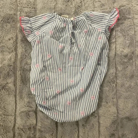 3 Months Osh Kosh B'Gosh Blue Stripes W/ Pink Flowers One Piece - Picture 2 of 4